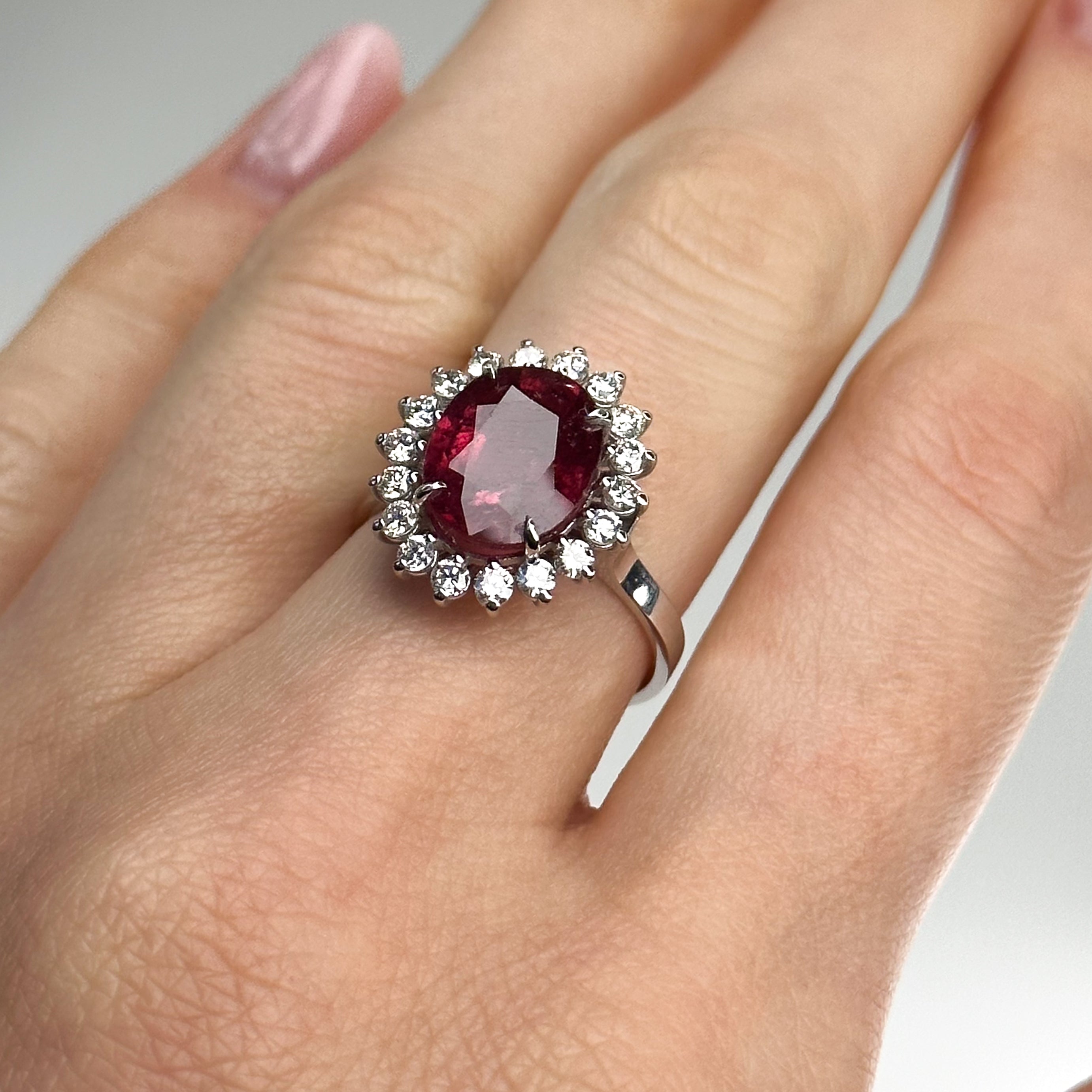 4.37ct Oval Pink Ruby Ring