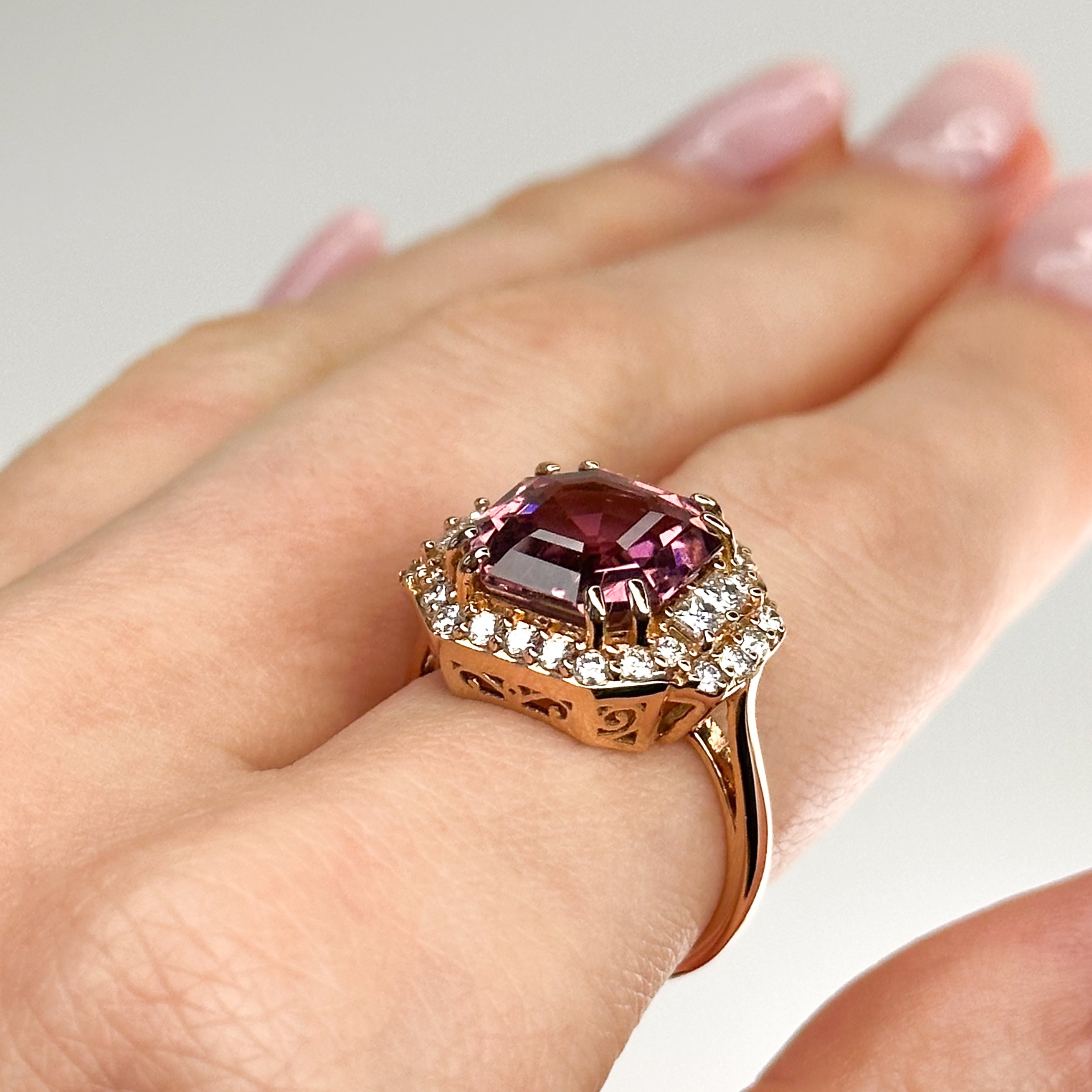 5.29ct Octagon Pink Tourmaline Ring