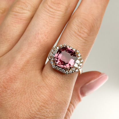 5.29ct Octagon Pink Tourmaline Ring