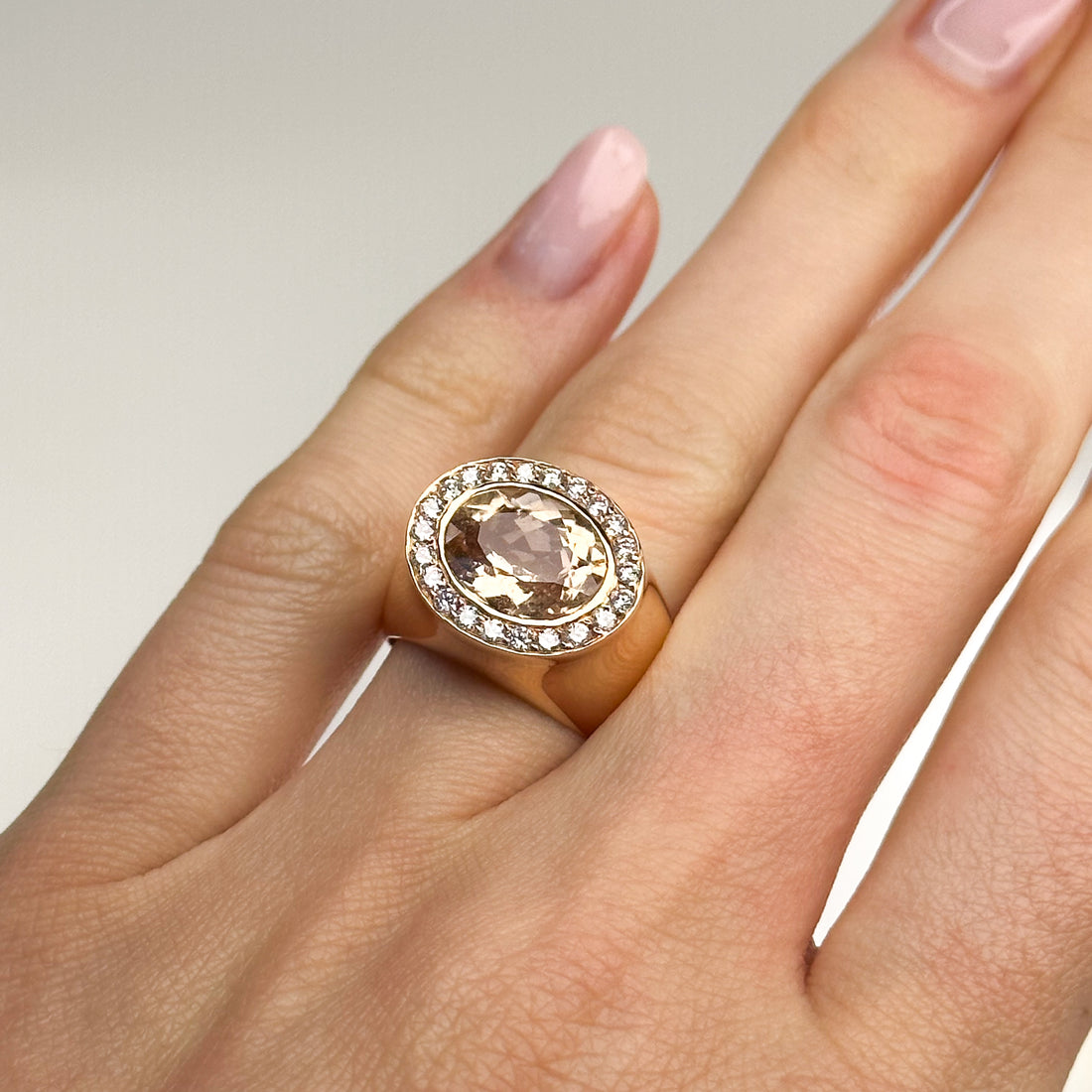 3.88ct Oval Morganite Dress Ring in Rose Gold