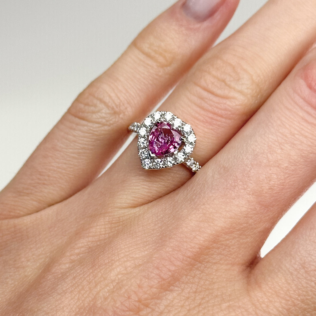 0.94ct Heart Shape Pink Sapphire Ring