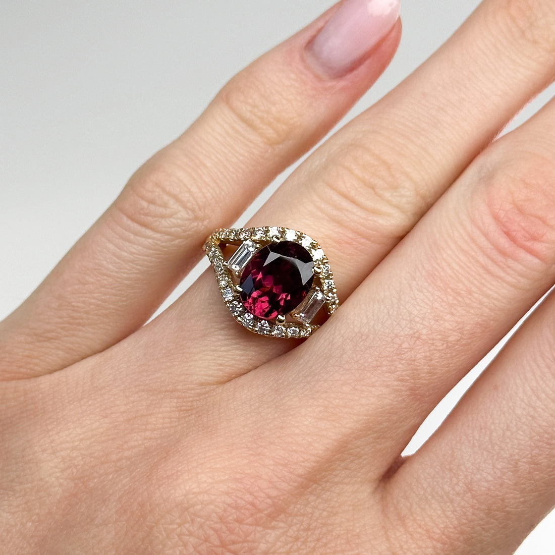 2.74ct Oval Deep Pink Tourmaline Ring