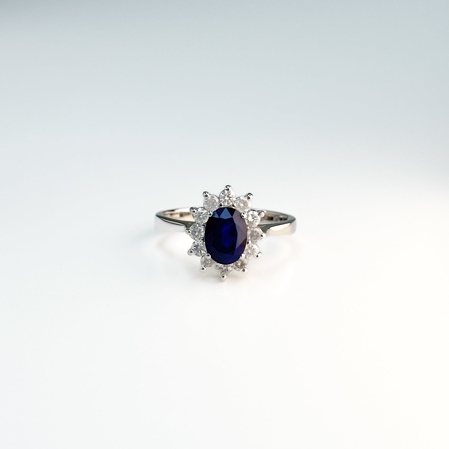 0.50ct Oval Cut Deep Blue Sapphire Ring