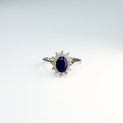 0.50ct Oval Cut Deep Blue Sapphire Ring