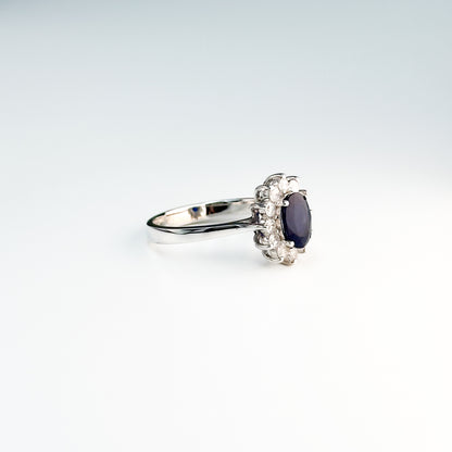 0.50ct Oval Cut Deep Blue Sapphire Ring