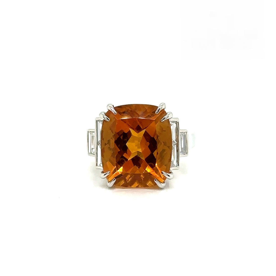 Citrine with Diamonds Platinum Ring