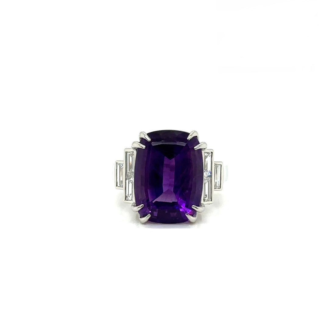 Amethyst and Diamond Ring with Platinum