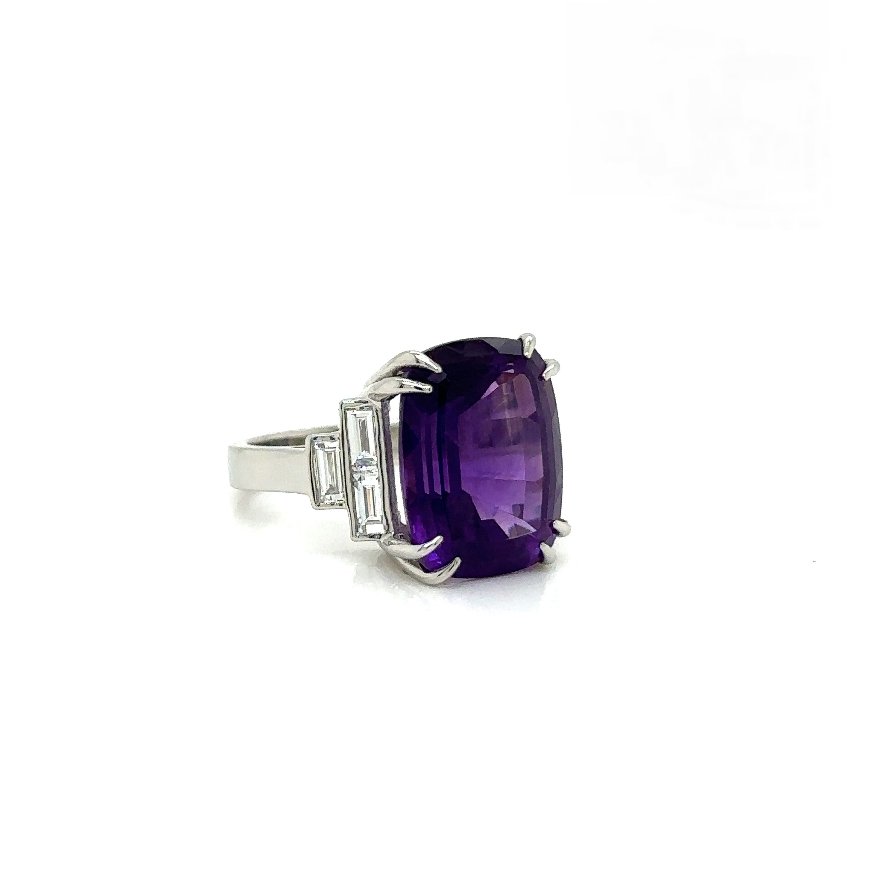 Amethyst and Diamond Ring with Platinum