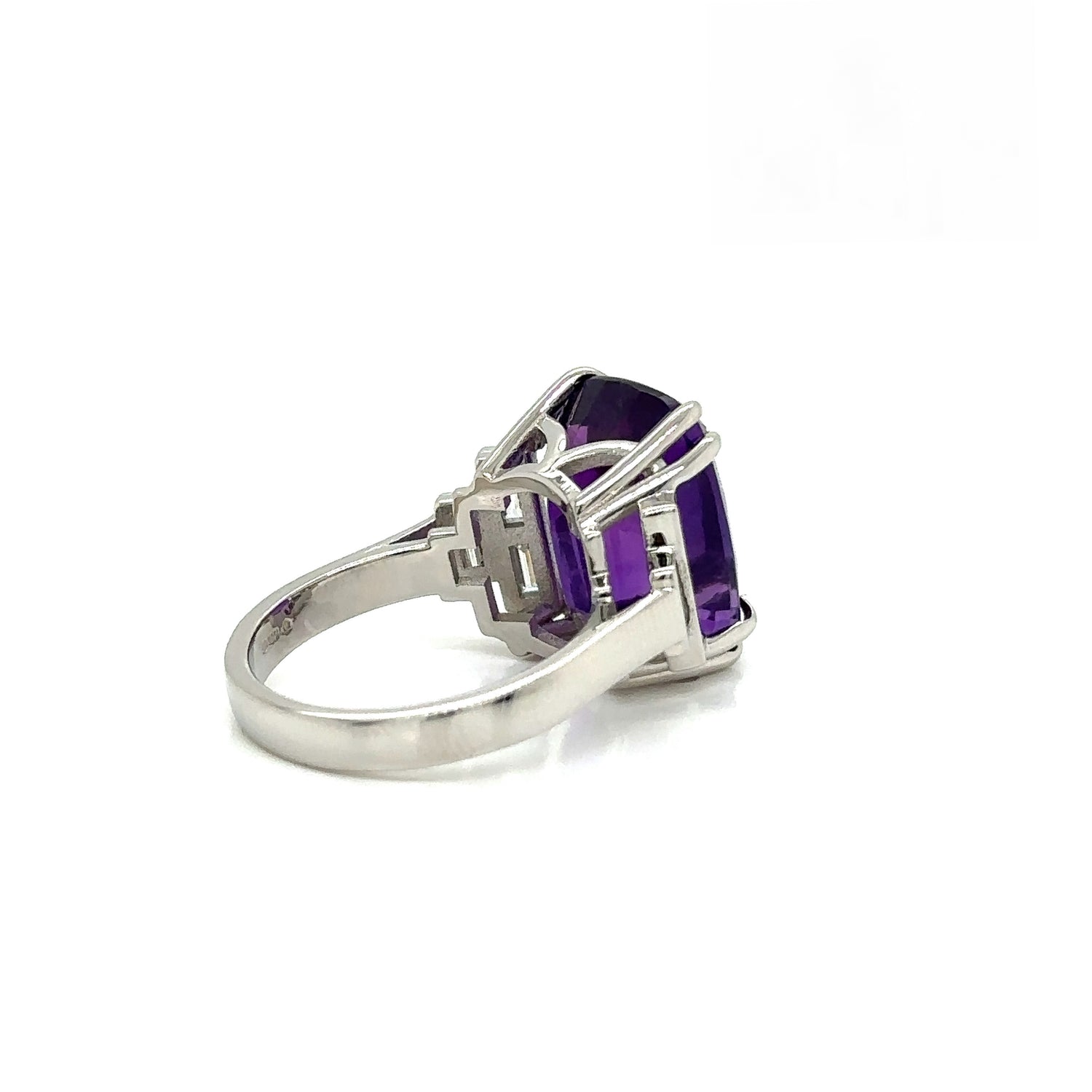 Amethyst and Diamond Ring with Platinum