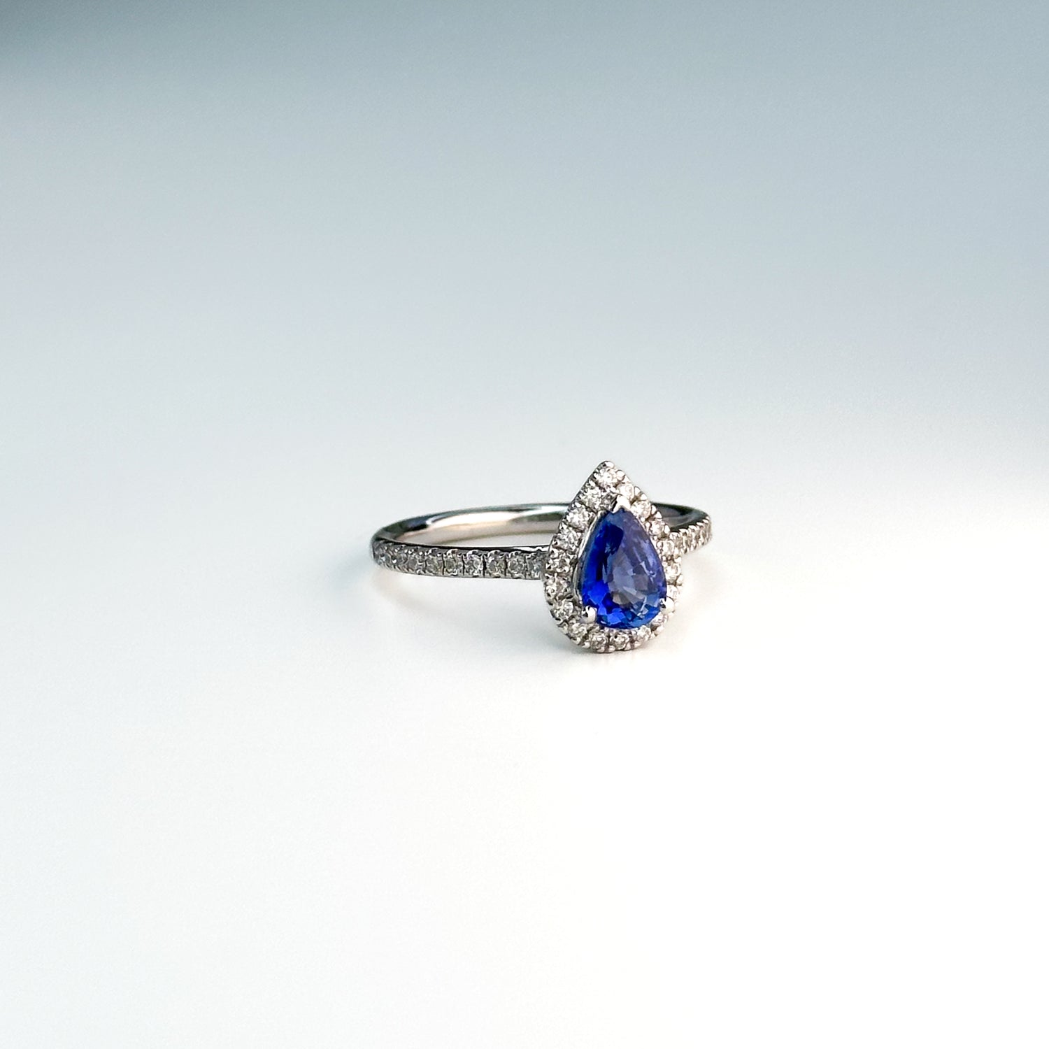 0.40ct Pear Cut Blue Sapphire Ring