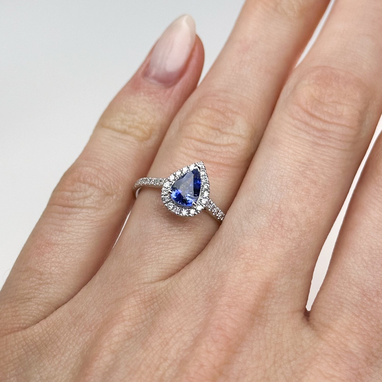 0.40ct Pear Cut Blue Sapphire Ring