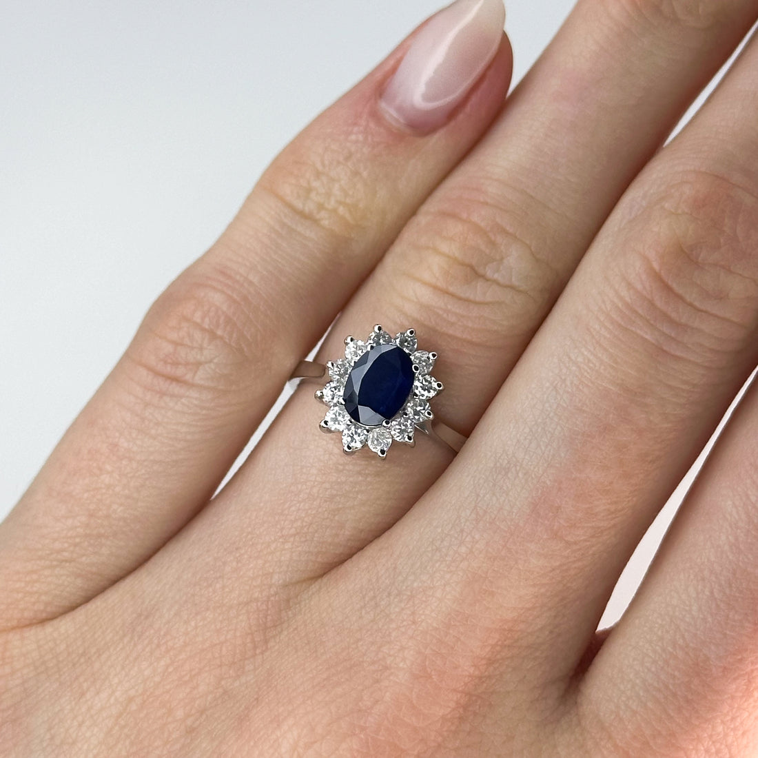 0.50ct Oval Cut Deep Blue Sapphire Ring