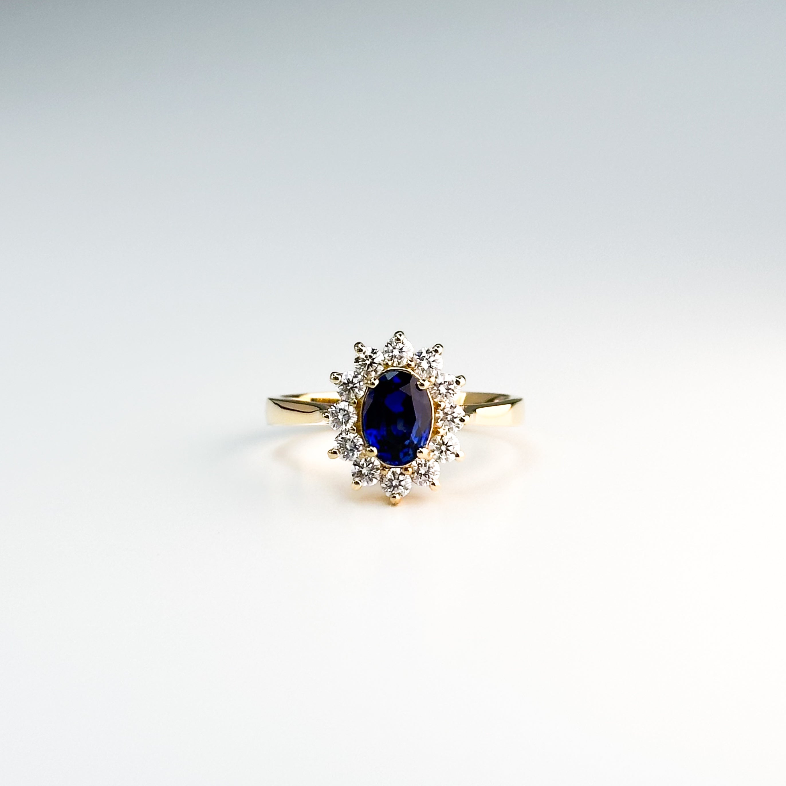 0.83ct Oval Cut Deep Blue Sapphire Ring
