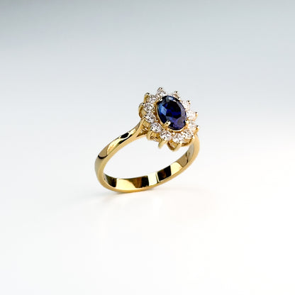 0.83ct Oval Cut Deep Blue Sapphire Ring