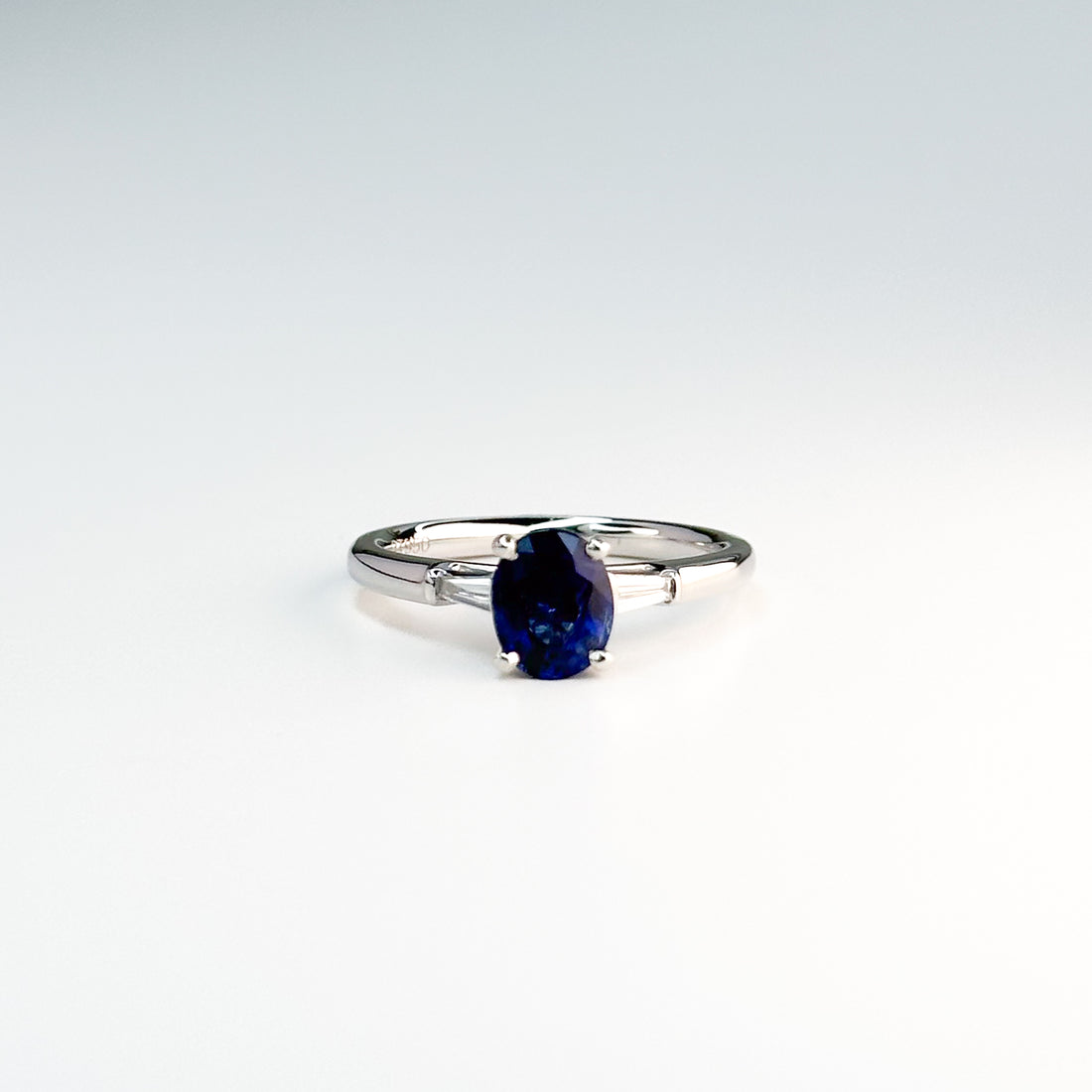 Sapphire and Diamond Trilogy Ring in White Gold