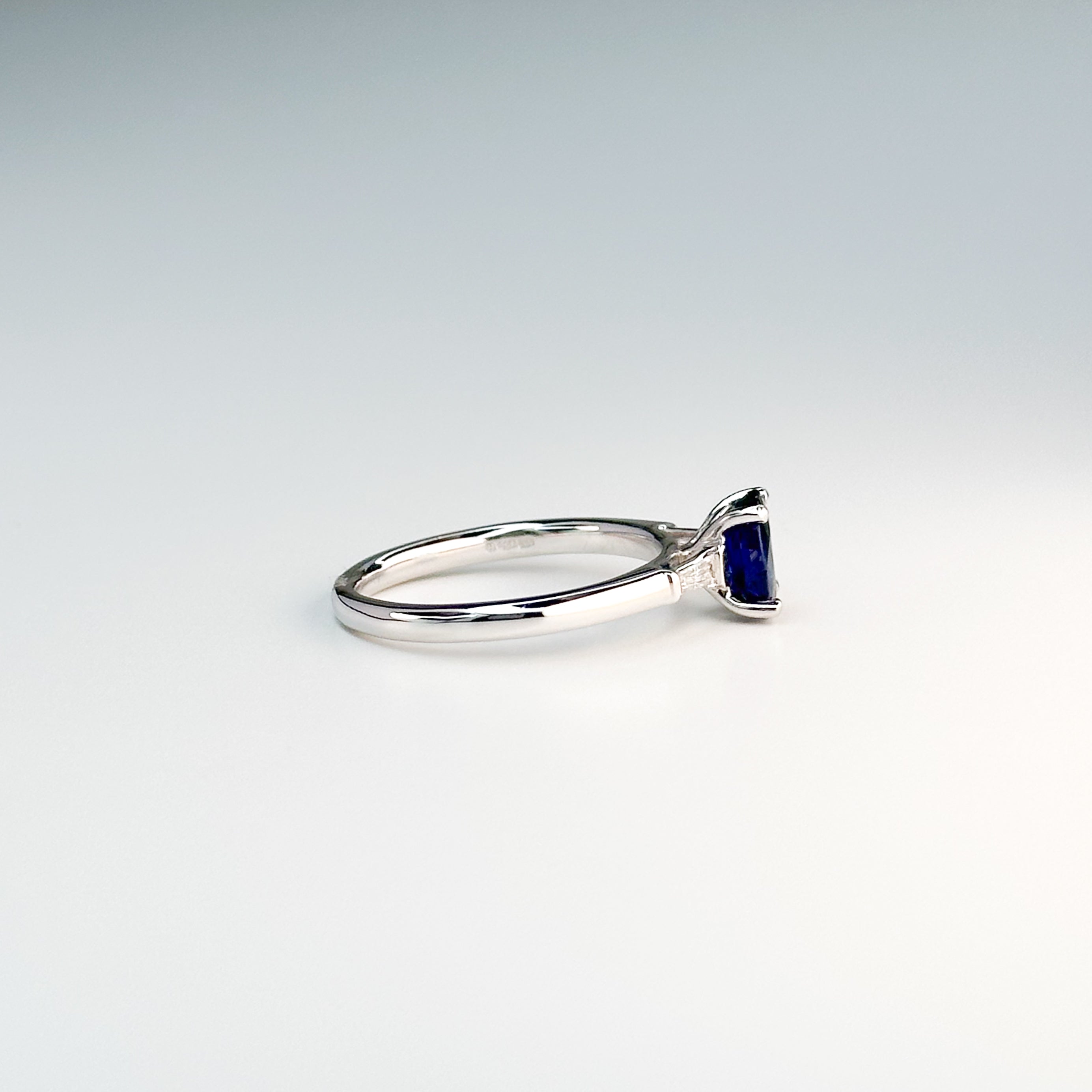 Sapphire and Diamond Trilogy Ring in White Gold