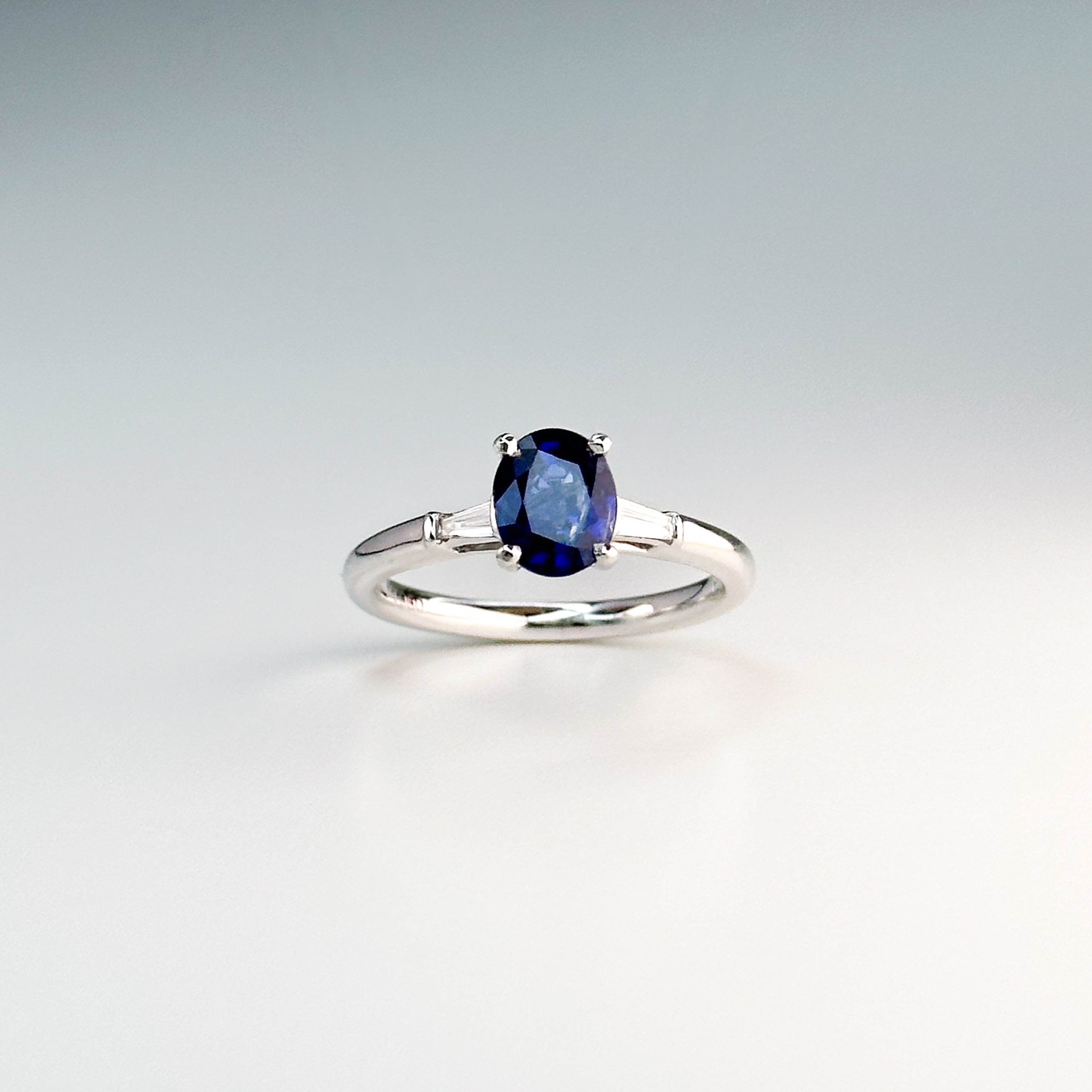 Sapphire and Diamond Trilogy Ring in White Gold