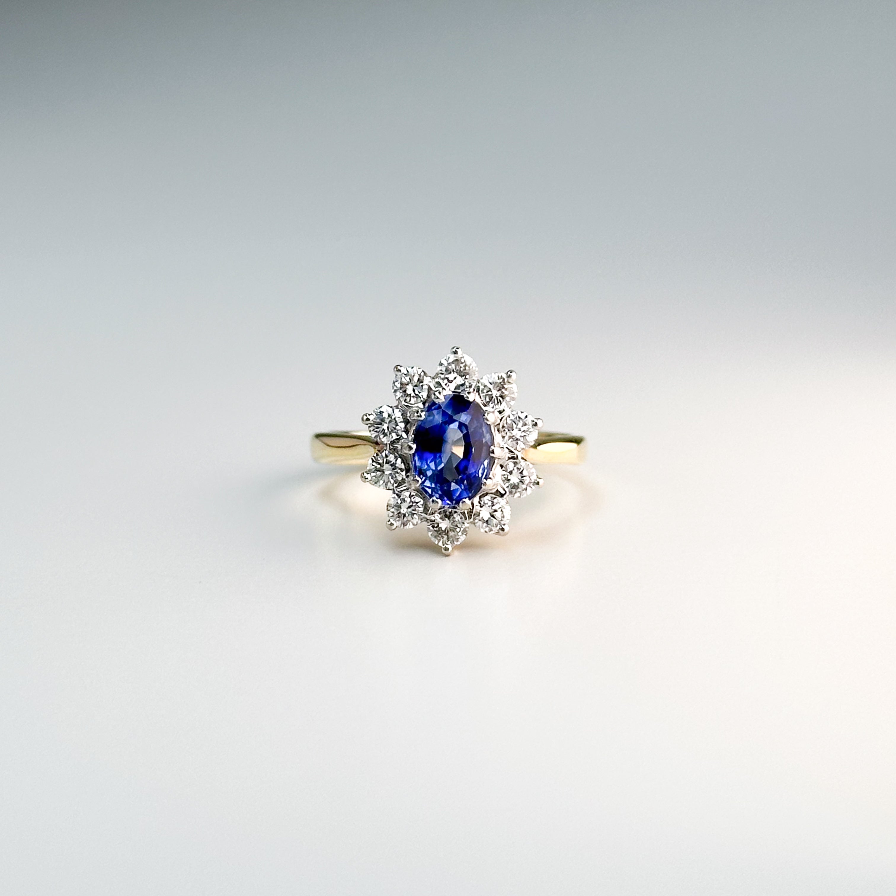 1.00ct Oval Cut Blue Sapphire Ring
