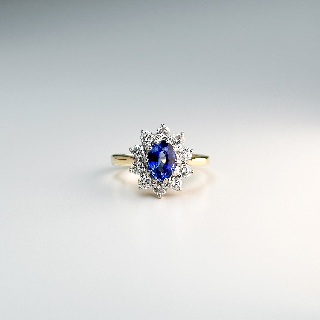 1.00ct Oval Cut Blue Sapphire Ring