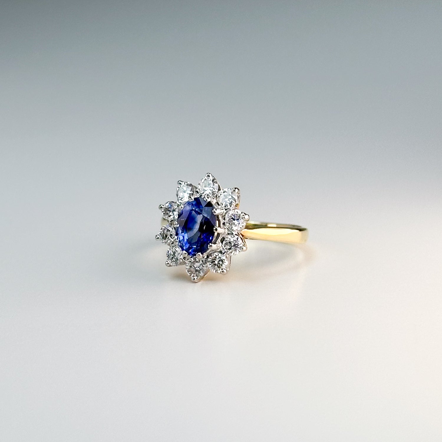 1.00ct Oval Cut Blue Sapphire Ring