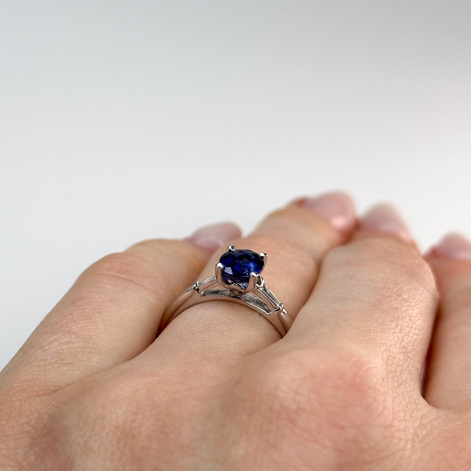 Sapphire and Diamond Trilogy Ring in White Gold