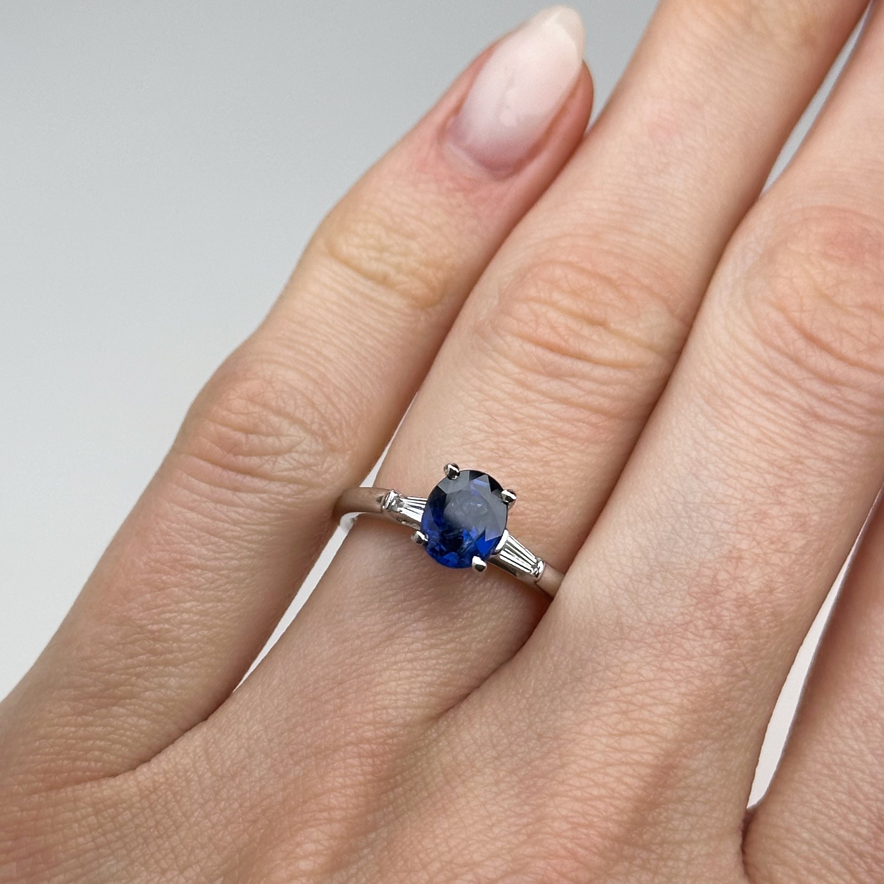 Sapphire and Diamond Trilogy Ring in White Gold