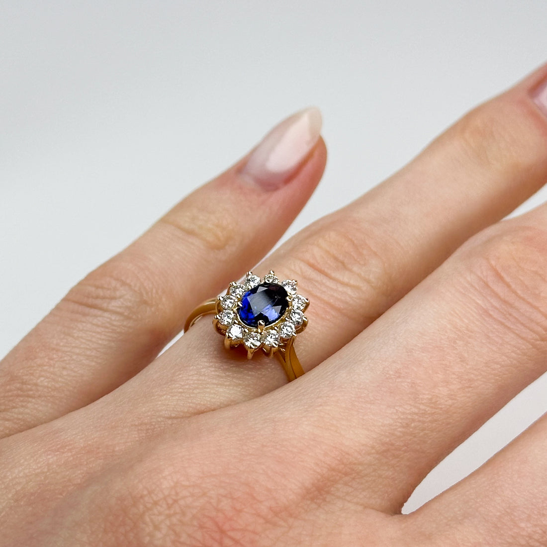 0.83ct Oval Cut Deep Blue Sapphire Ring