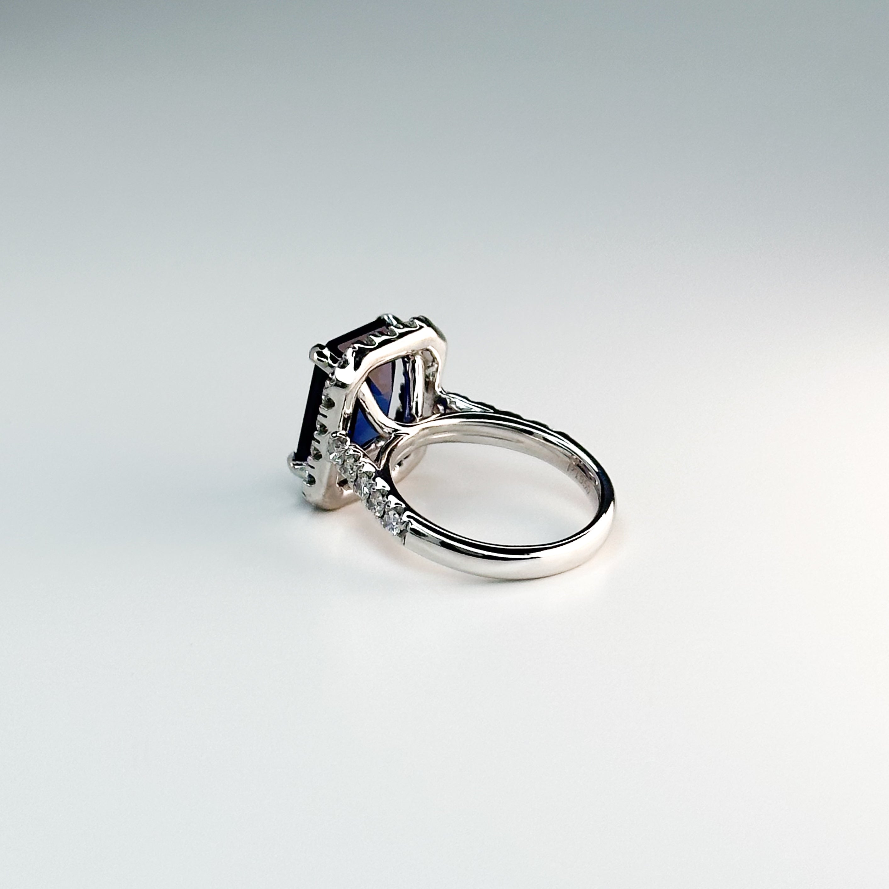 6.91ct Emerald Cut Blue Sapphire Ring