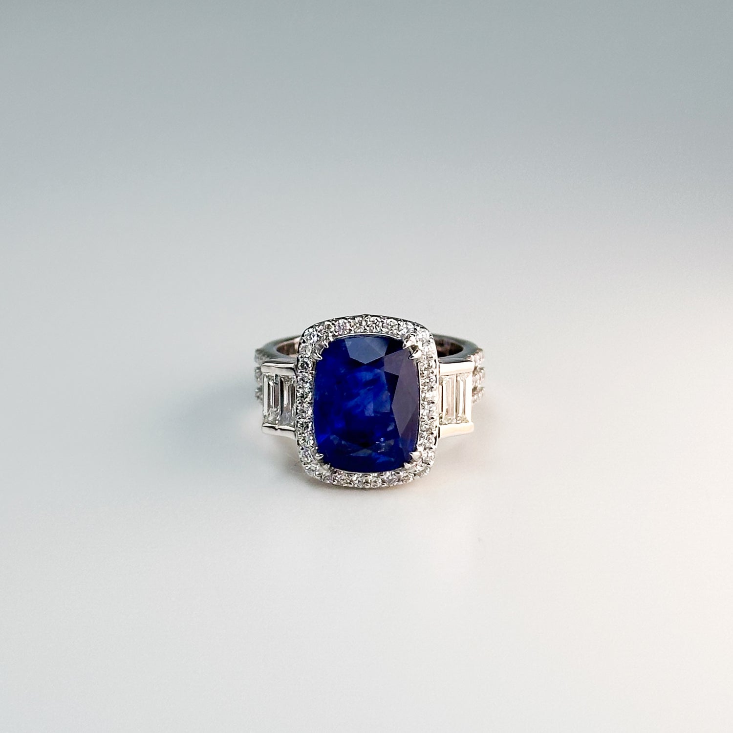 5.83ct Emerald Cut Blue Sapphire Ring