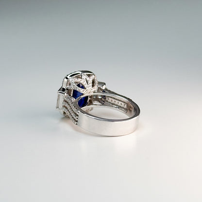 5.83ct Emerald Cut Blue Sapphire Ring