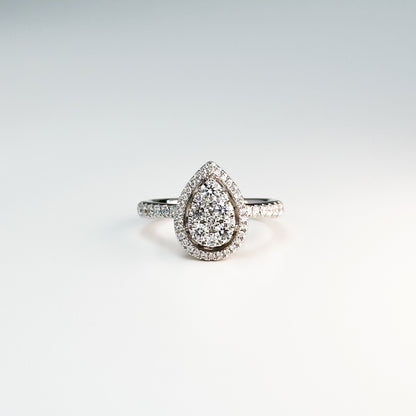 0.80ct Pear shape Diamond Cluster Ring with Halo