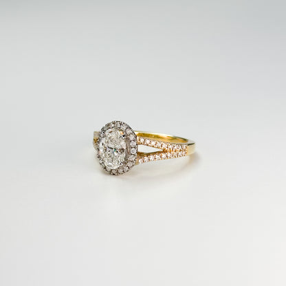 0.80ct GIA Oval Diamond Ring with Halo