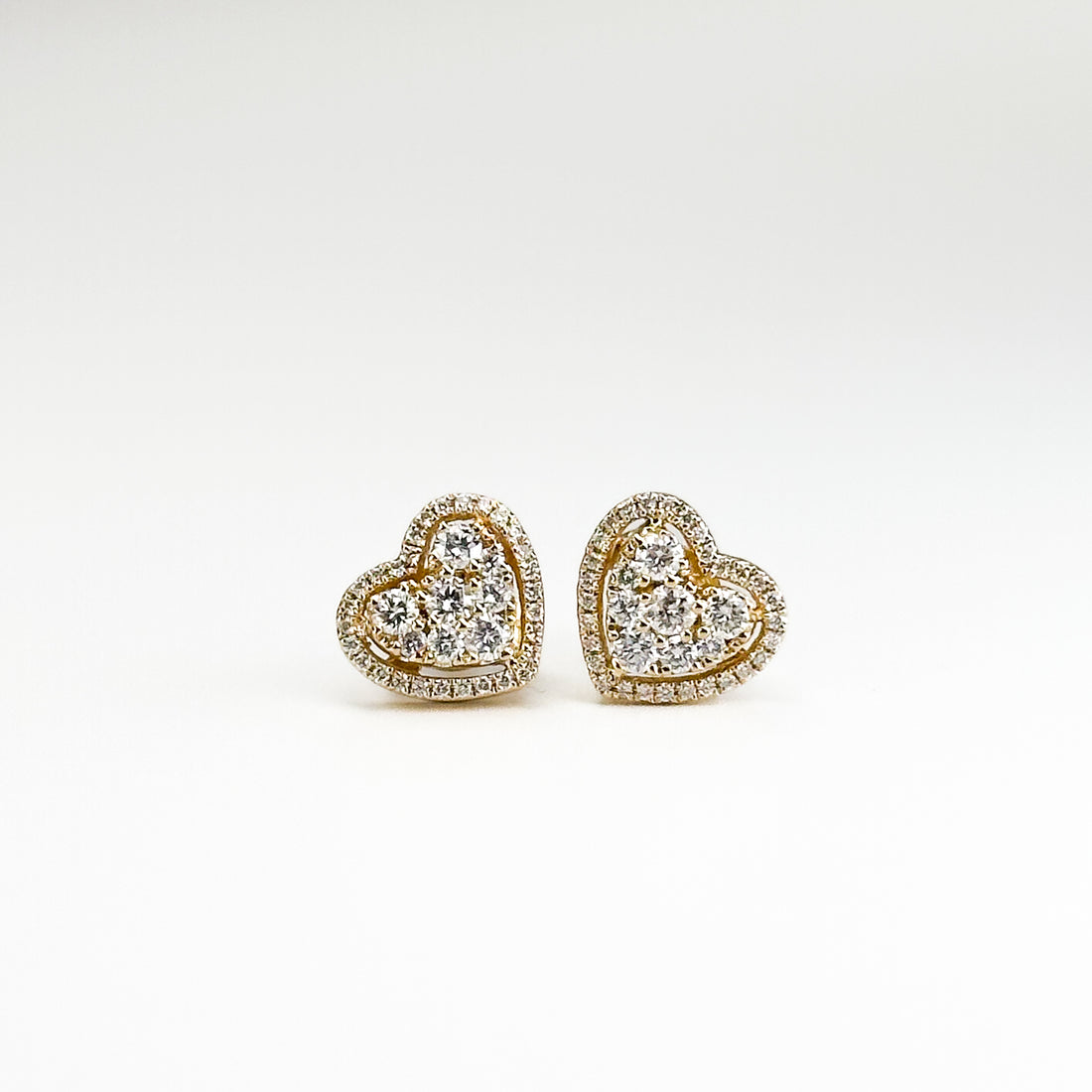 Gold Heart Earrings with Diamonds