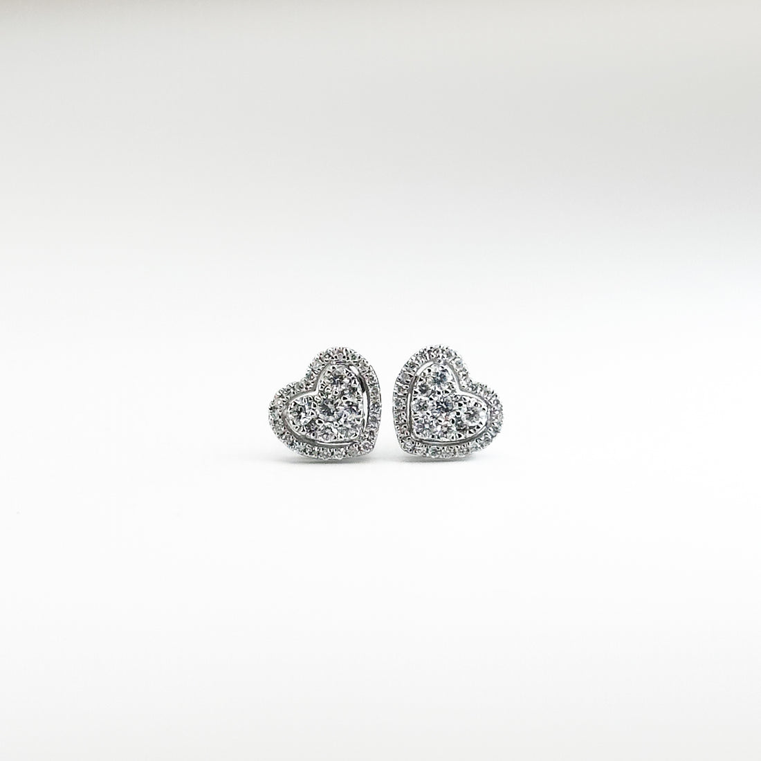 White Gold Heart Earrings with Diamonds