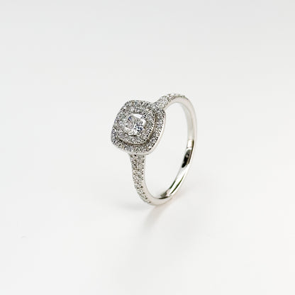 0.30ct GIA Cushion Cut Diamond Ring with Double Halo