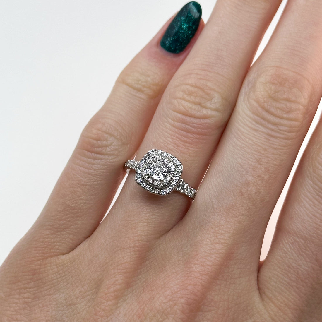 0.30ct GIA Cushion Cut Diamond Ring with Double Halo