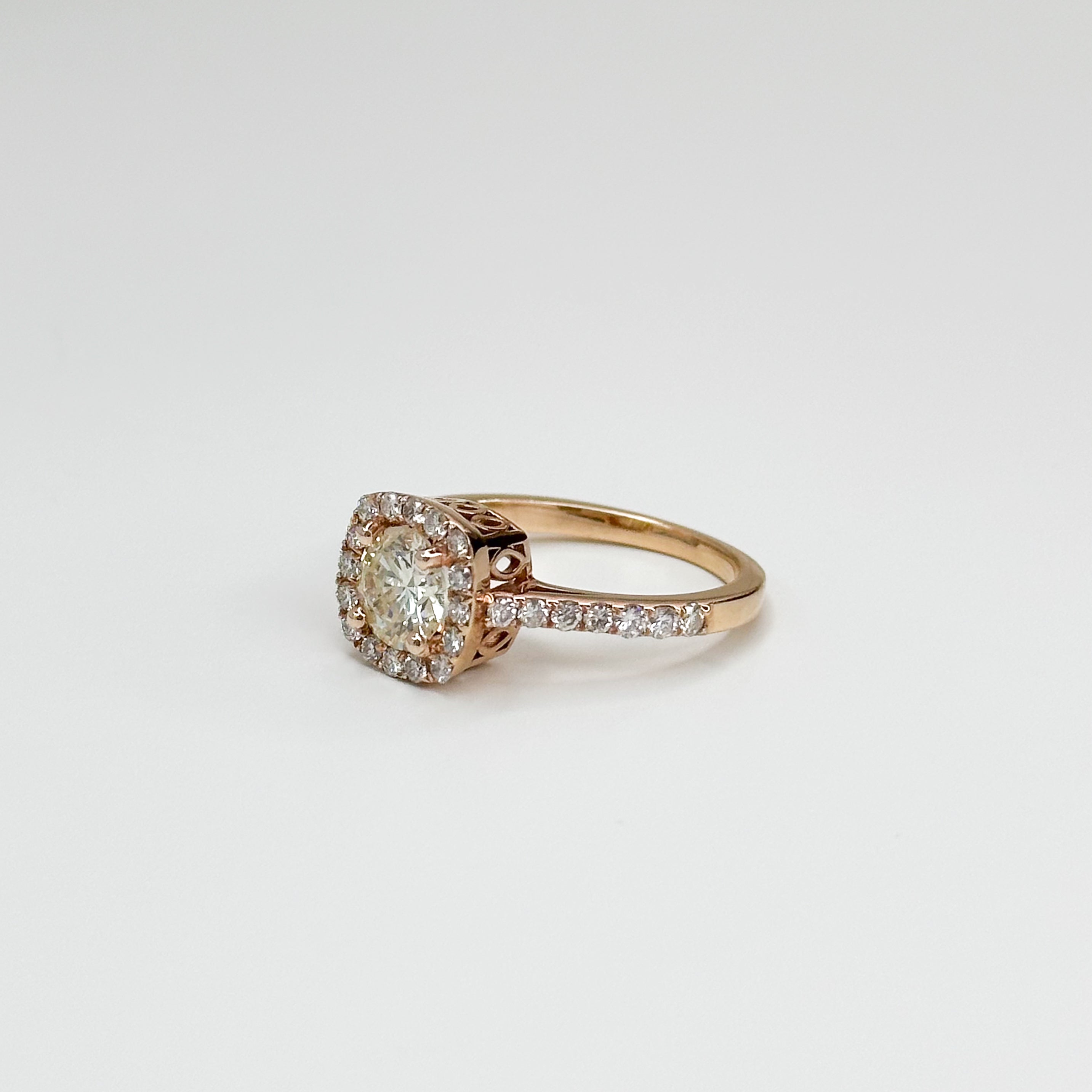 1.01ct Round Diamond Ring with Diamond Halo