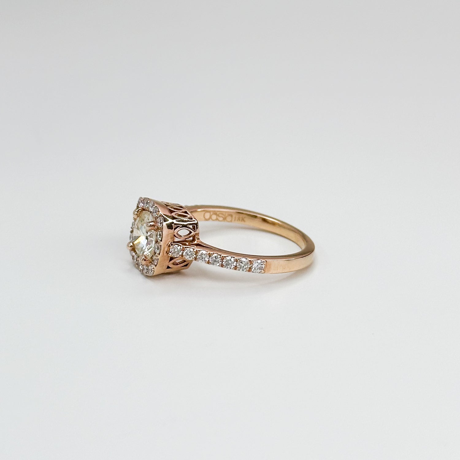 1.01ct Round Diamond Ring with Diamond Halo