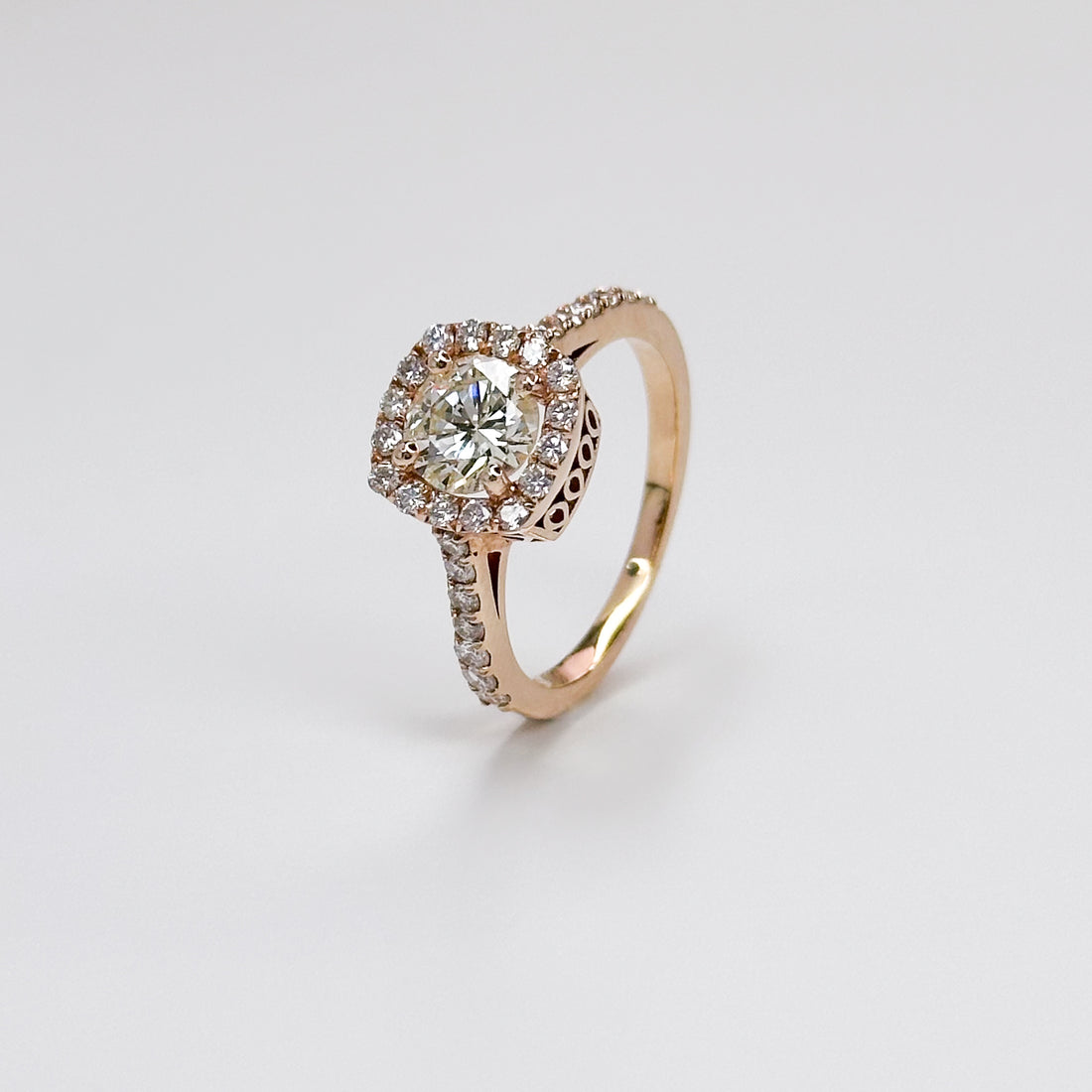 1.01ct Round Diamond Ring with Diamond Halo