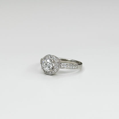 0.76ct GIA Diamond Ring with Diamond Halo