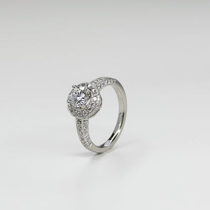 0.76ct GIA Diamond Ring with Diamond Halo