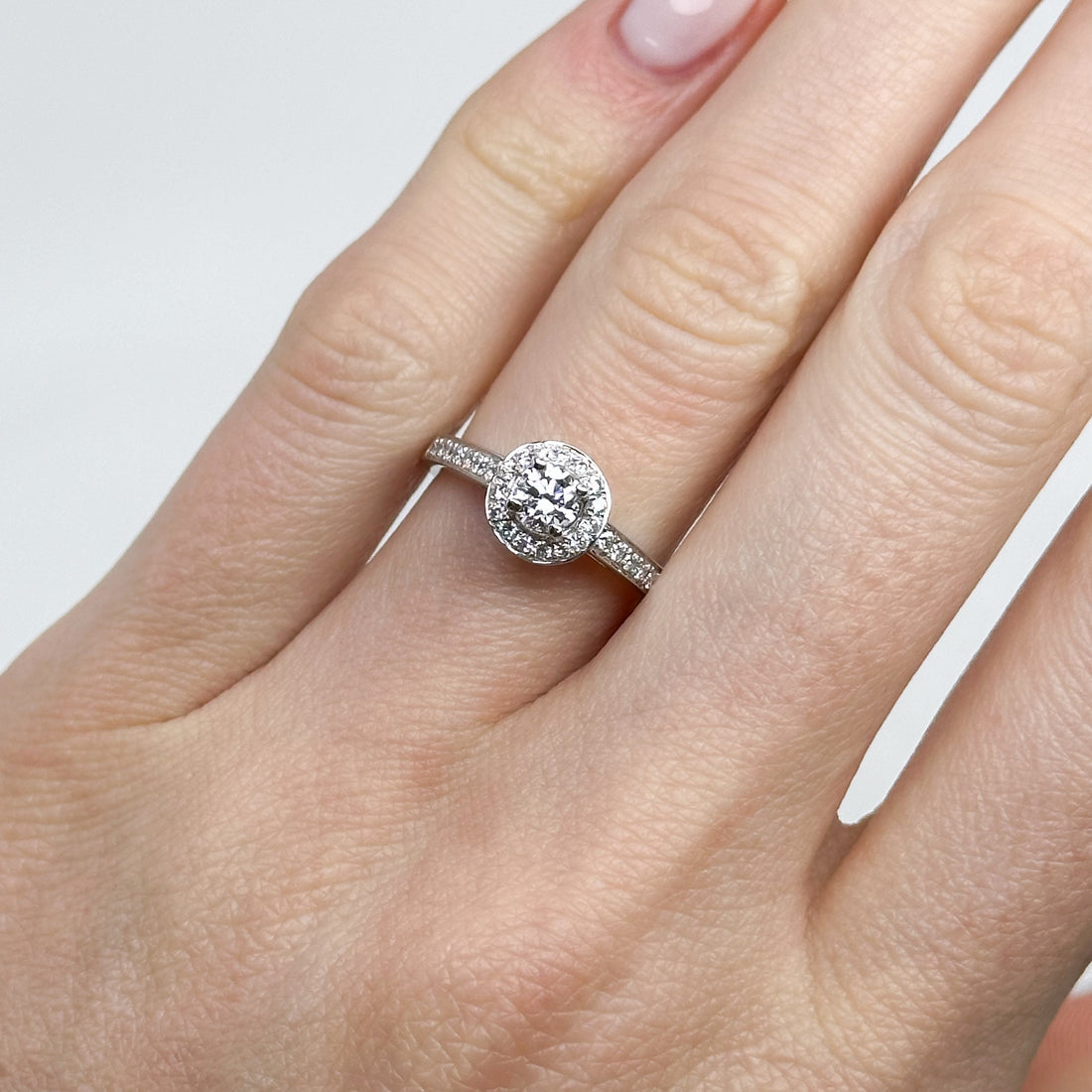 0.31ct GIA Diamond Ring with Diamond Halo