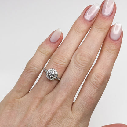 0.54ct GIA Diamond Ring with Diamond Halo