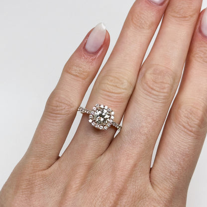 1.01ct Round Diamond Ring with Diamond Halo