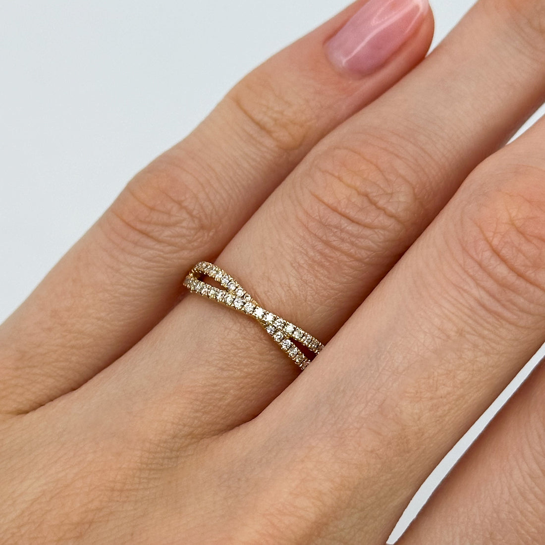 Twisted Diamond Eternity Band in Yellow Gold