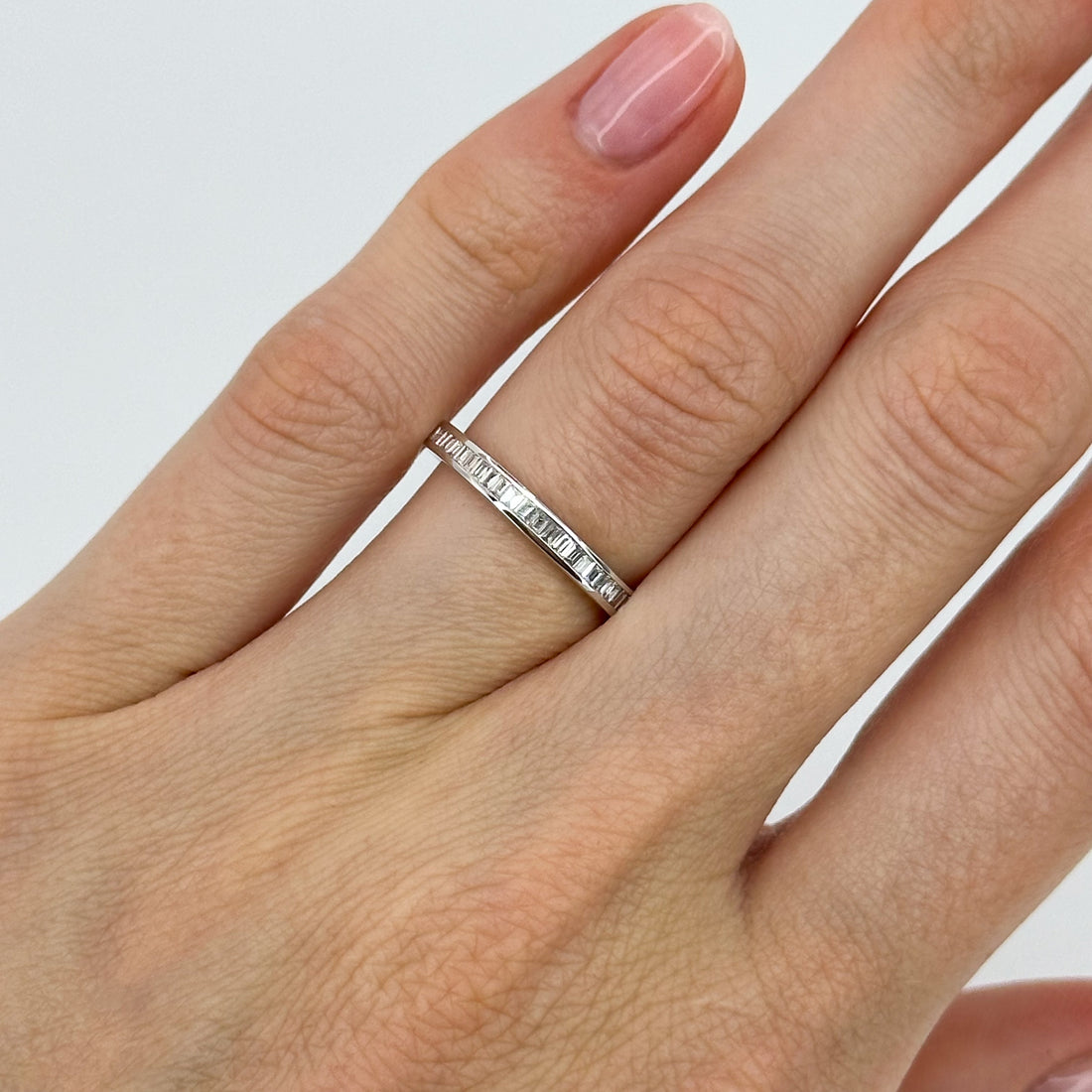 Baguette Cut Diamond Eternity Band in Platinum