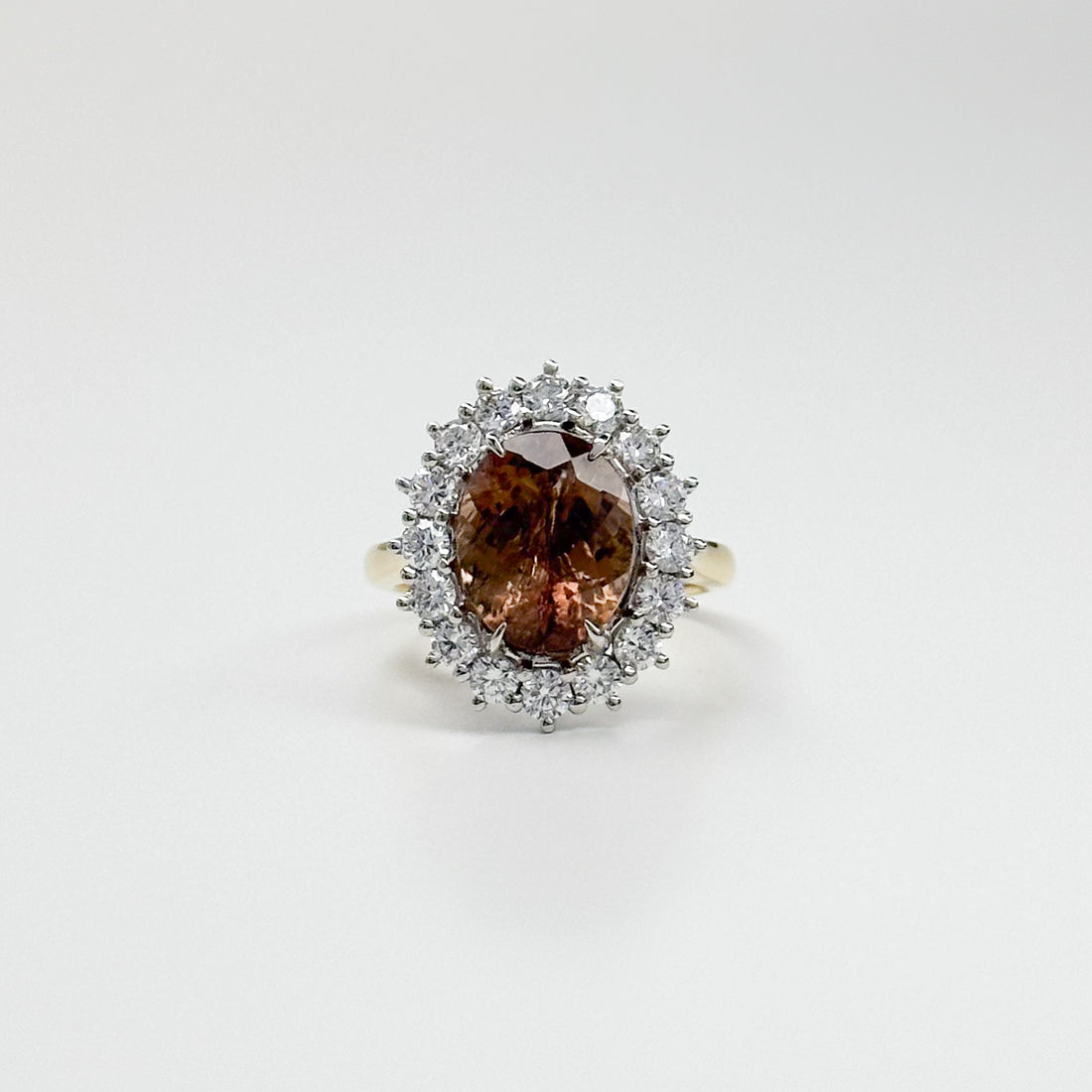 3.72ct Brown Tourmaline Ring with Diamond Halo