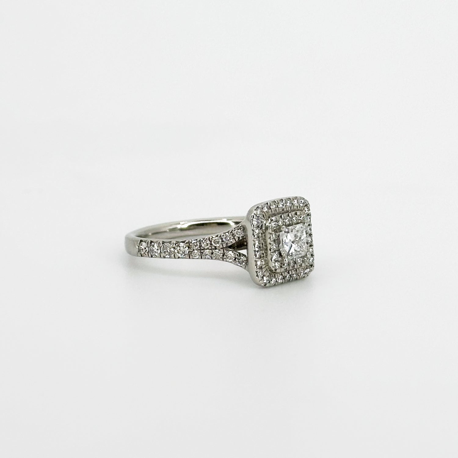 0.32ct Princess Cut GIA Diamond Ring with Double Halo