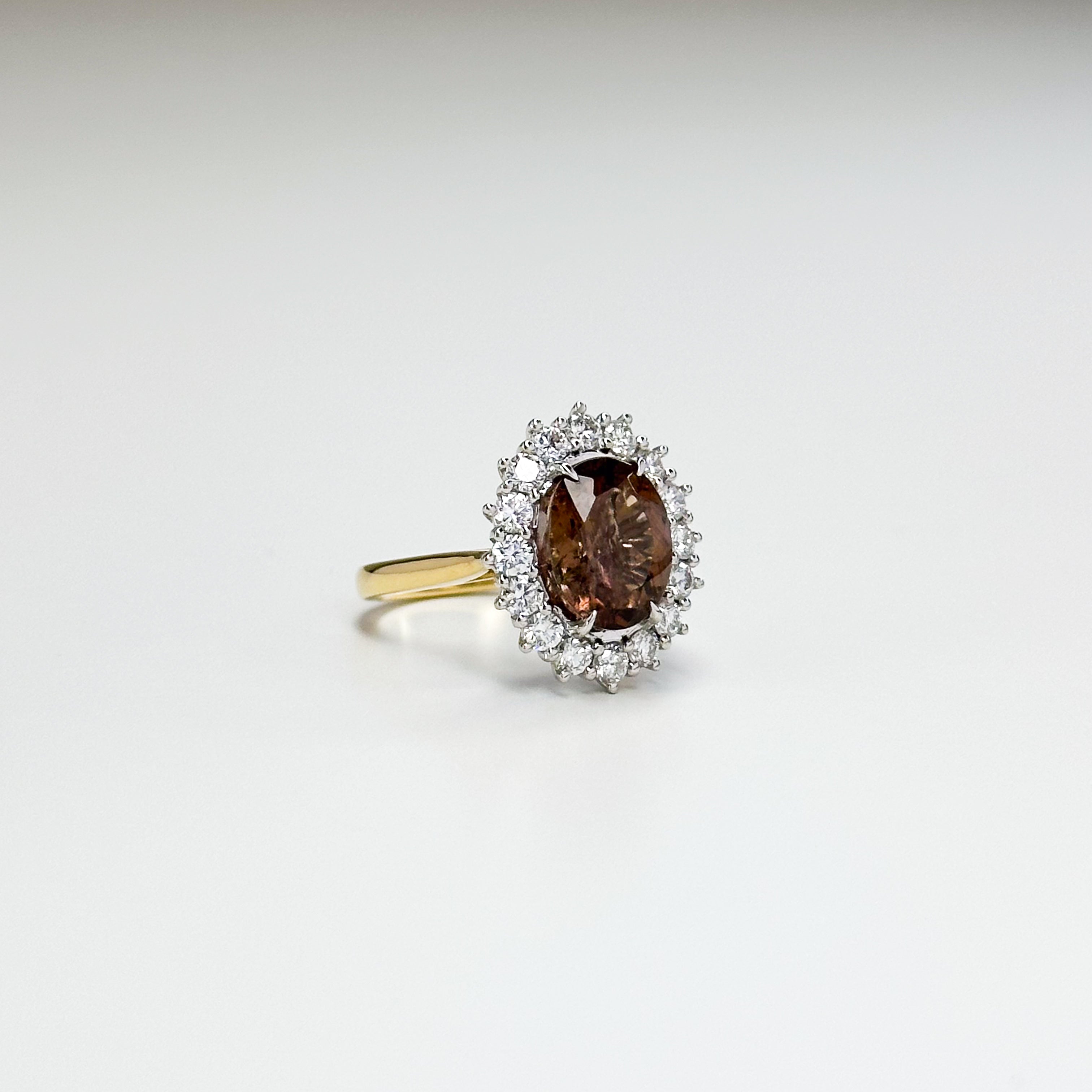 3.72ct Brown Tourmaline Ring with Diamond Halo