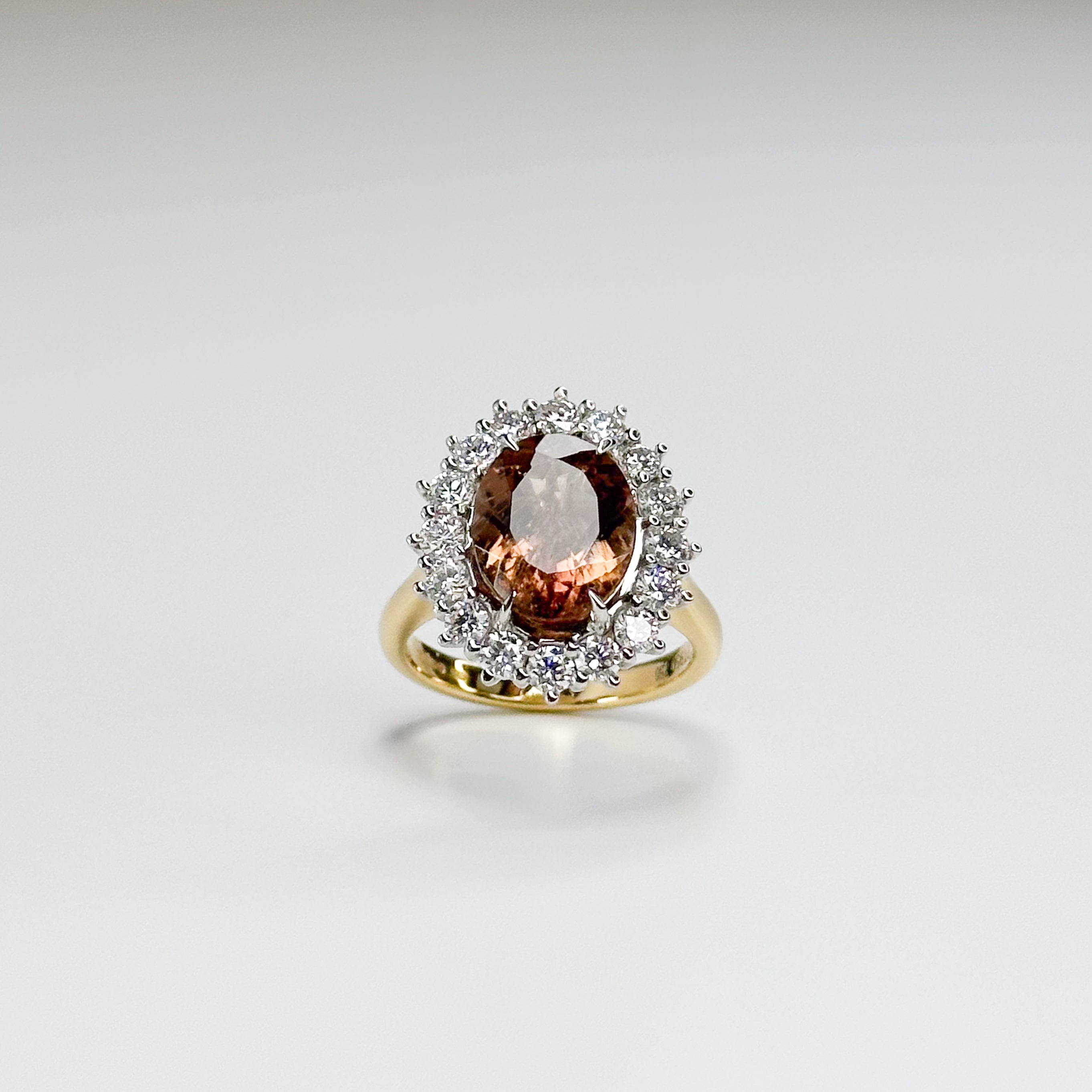 3.72ct Brown Tourmaline Ring with Diamond Halo